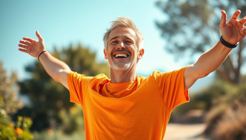 Person enjoying the results of a balanced, healthy lifestyle - comprehensive health guide outcome Person enjoying the results of a balanced, healthy lifestyle - comprehensive health guide outcome
